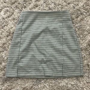 Green and white plaid mini skirt